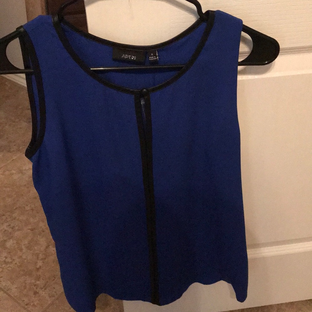 Blue shell with black leather edging